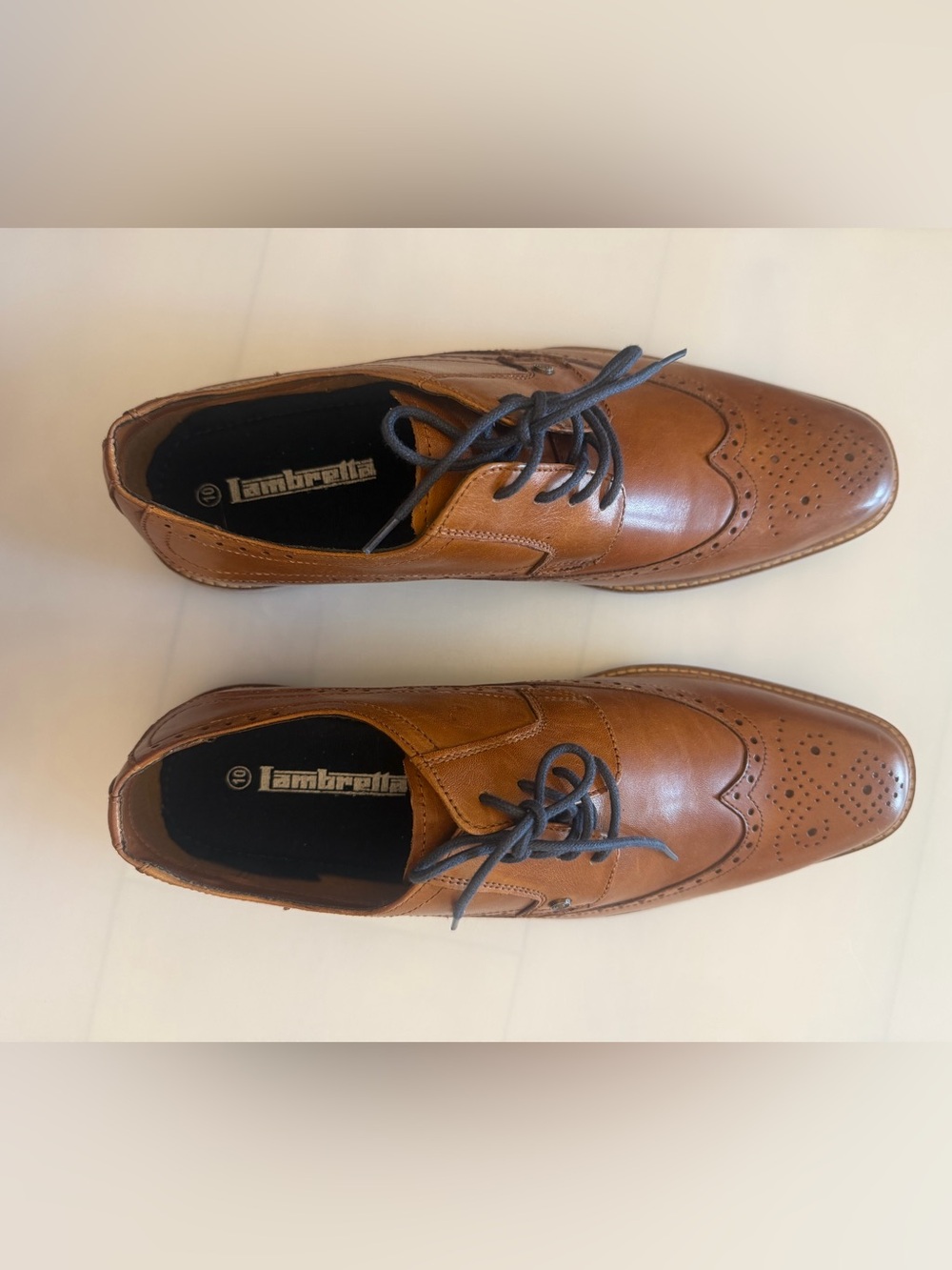 Lambretta Harvey Brogue Tan Leather Oxford Dress Shoes UK 10 US 11